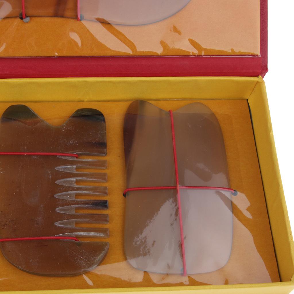 5pcs Natural Guasha Board Scraping Massage Gua Sha Scraper Tool Set Yellow