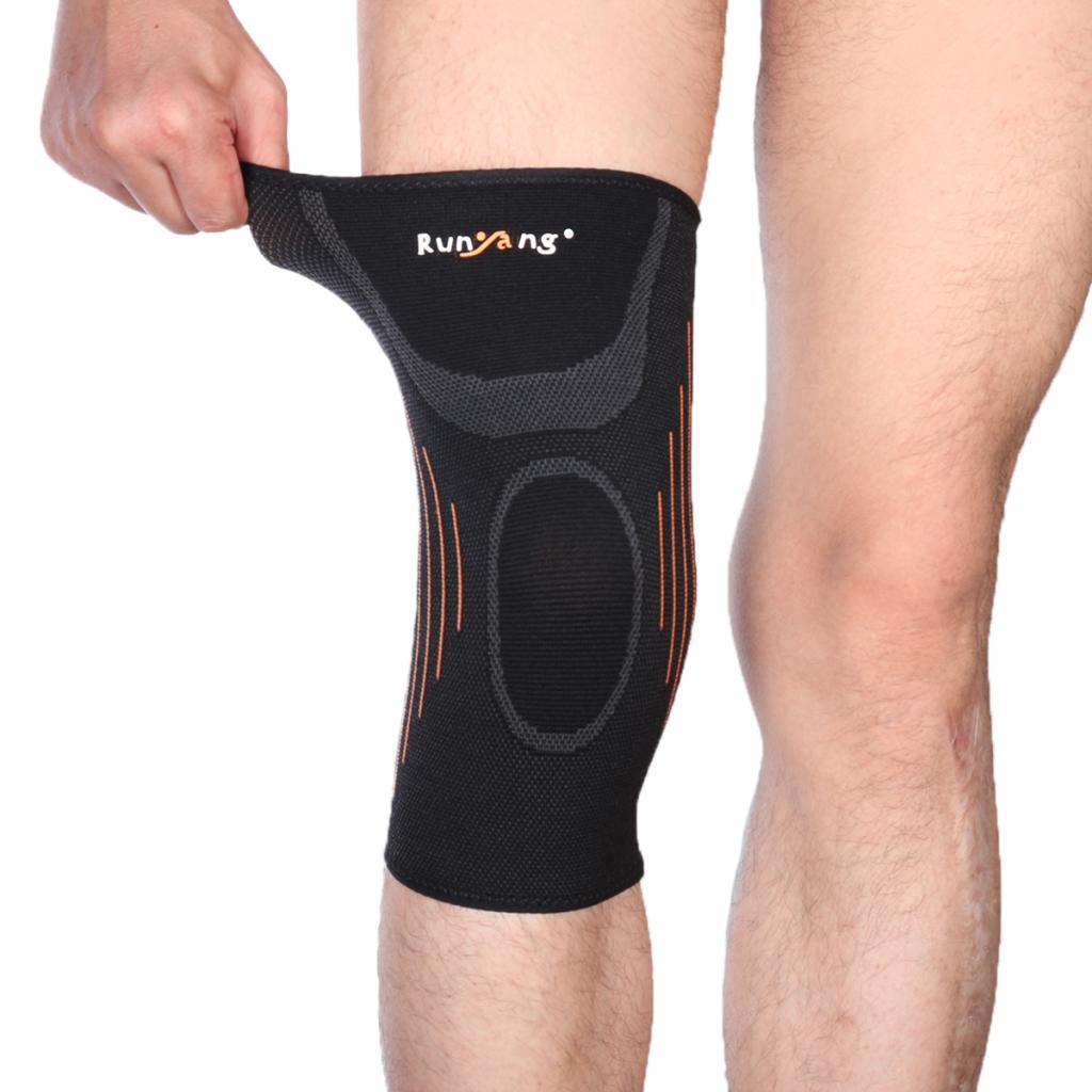Outdoor Classic Black Knit Warm Sports Knee Brace Compression Sleeve Pad L