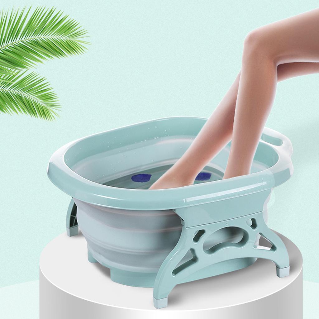 Home Foldable Foot Bath Basin Plastic Footbath Massage Soaking Bucket Green