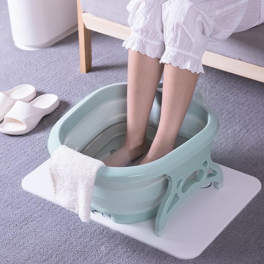 Home Foldable Foot Bath Basin Plastic Footbath Massage Soaking Bucket Green