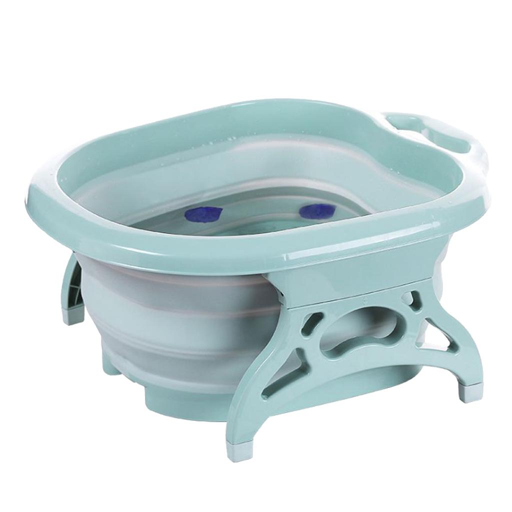 Home Foldable Foot Bath Basin Plastic Footbath Massage Soaking Bucket Green