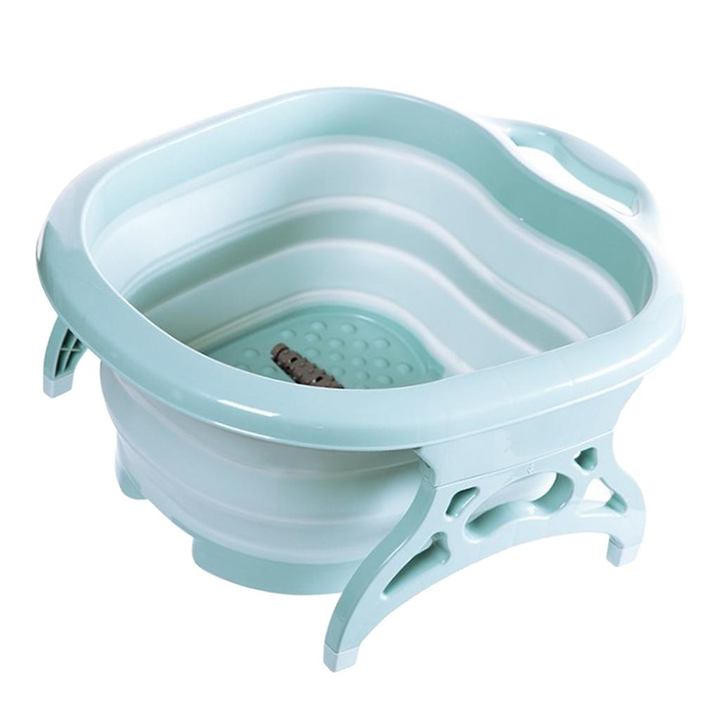 Home Foldable Foot Bath Basin Plastic Footbath Massage Soaking Bucket Green