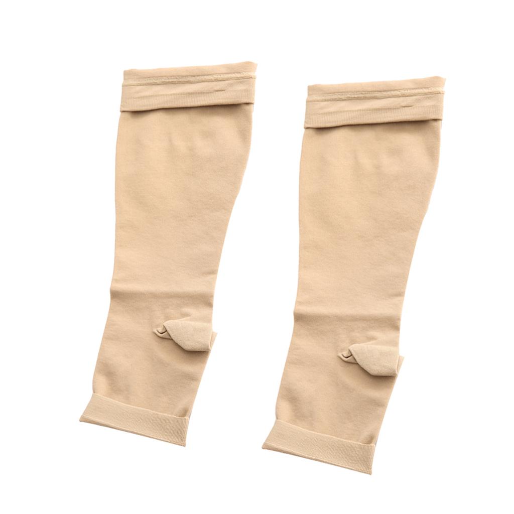 1 Pair Women Compression Sleeve Calf Knee Stocking Socks Open Toes XXL