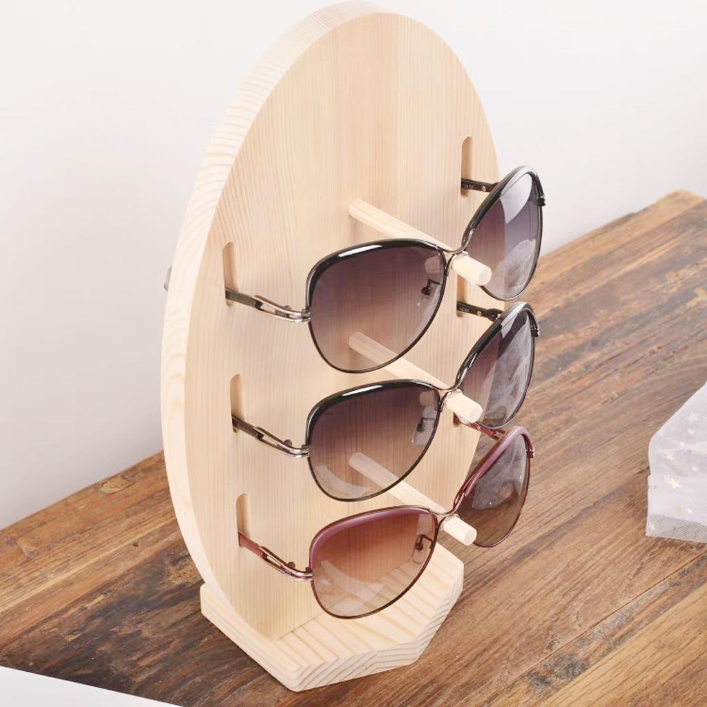 Wooden Sunglasses Eye Glasses Display Rack Stand Holder Organizer for 3 Pair
