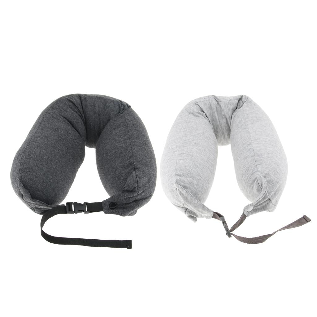Portable Emulsion Filled U Shaped Pillow Pure Cotton Neck Pillow Light Gray