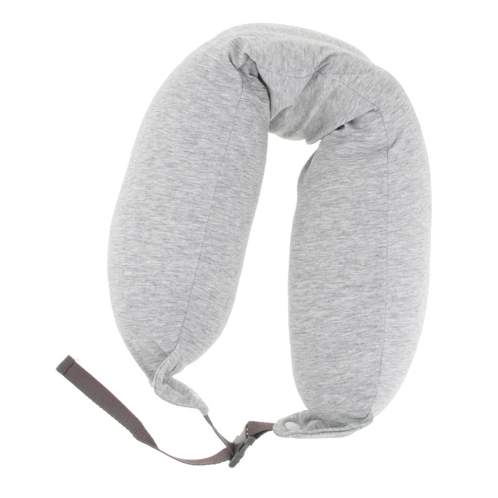 Portable Emulsion Filled U Shaped Pillow Pure Cotton Neck Pillow Light Gray