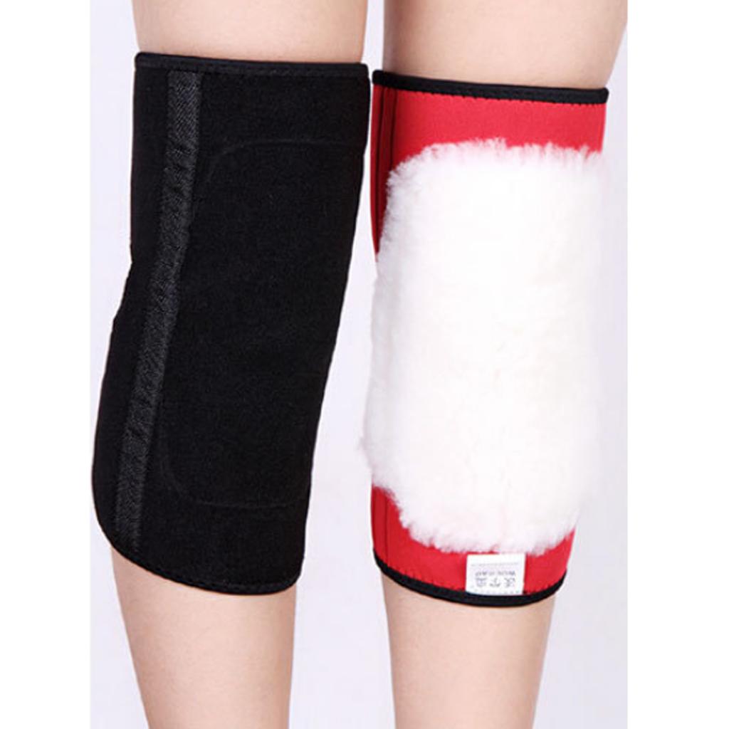 1 Pair Breathable Warm Knee Brace Sleeve Winter Knee Protector Wrap Black-M