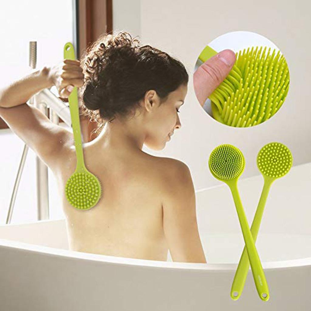 Comfortable Long Handle Silicone Massage Brush Back Scrubber Exfoliating