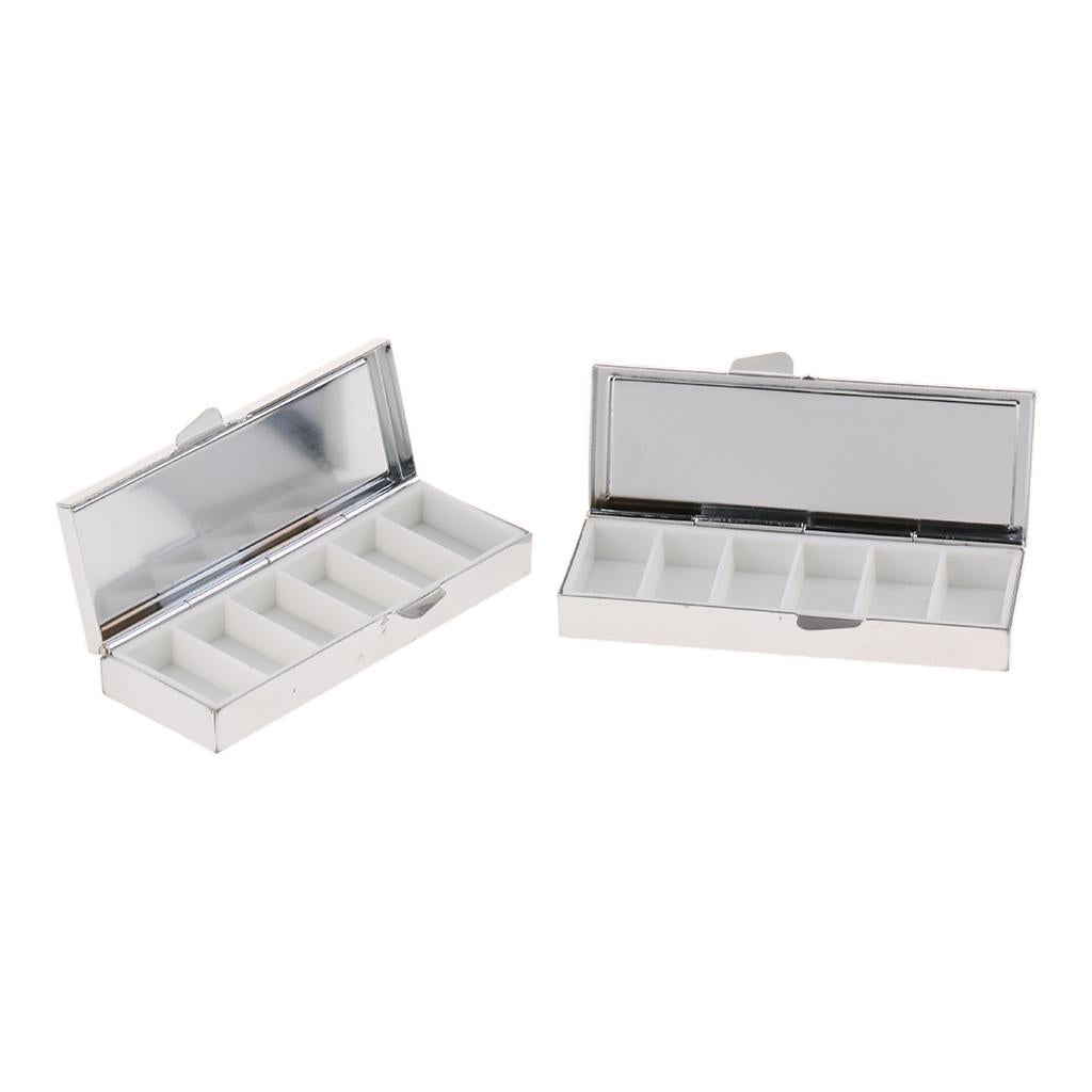 2Pcs Travel Metal Pill Box Medicine Organizer Container Storage Case 6 Slots