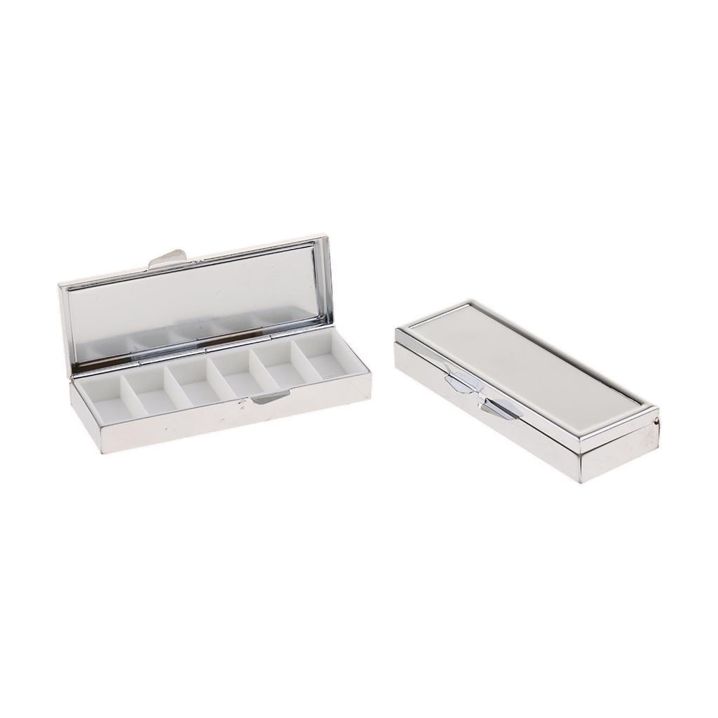 2Pcs Travel Metal Pill Box Medicine Organizer Container Storage Case 6 Slots