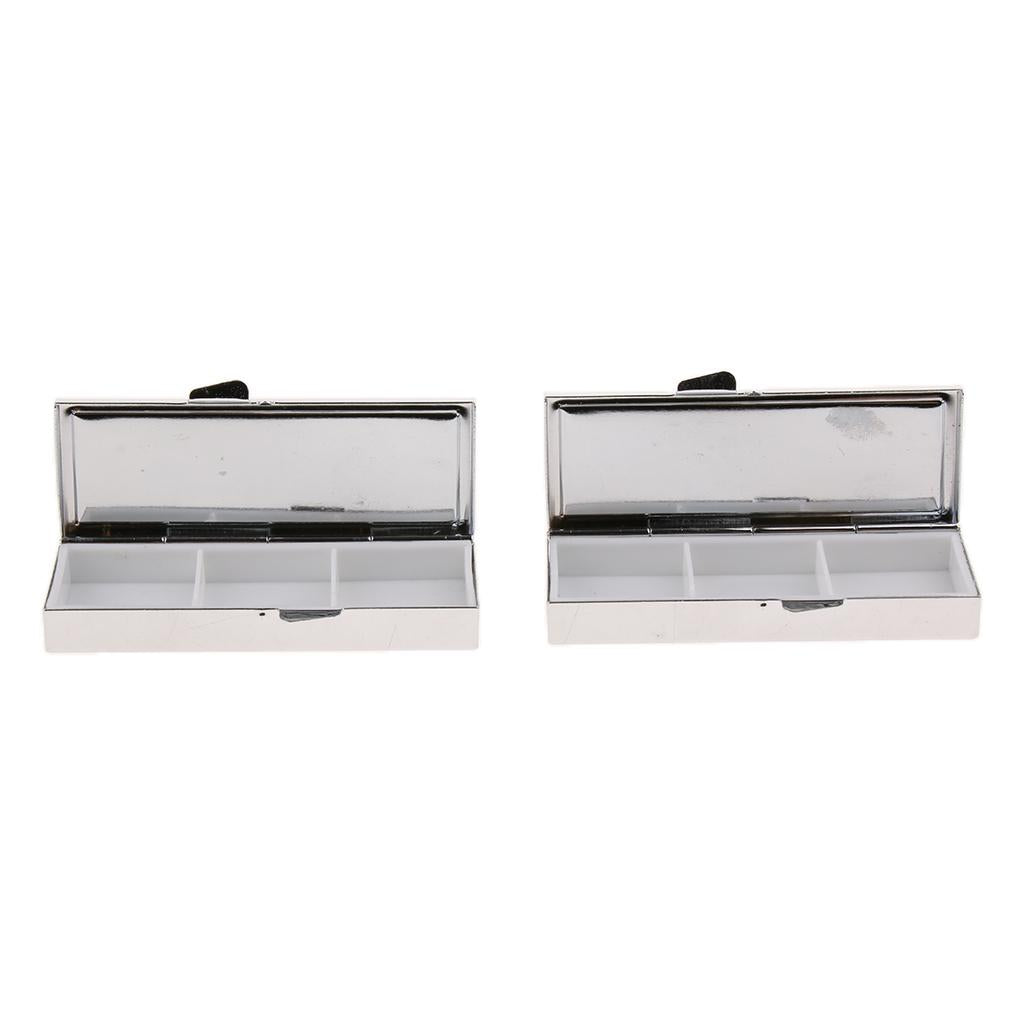 2Pcs Travel Metal Pill Box Medicine Organizer Container Storage Box 3 Slots