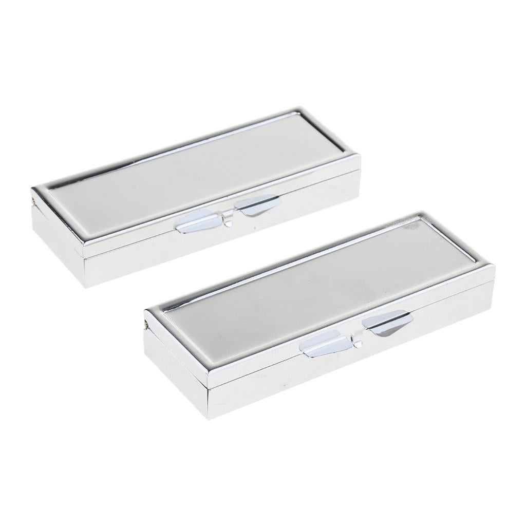 2Pcs Travel Metal Pill Box Medicine Organizer Container Storage Box 3 Slots