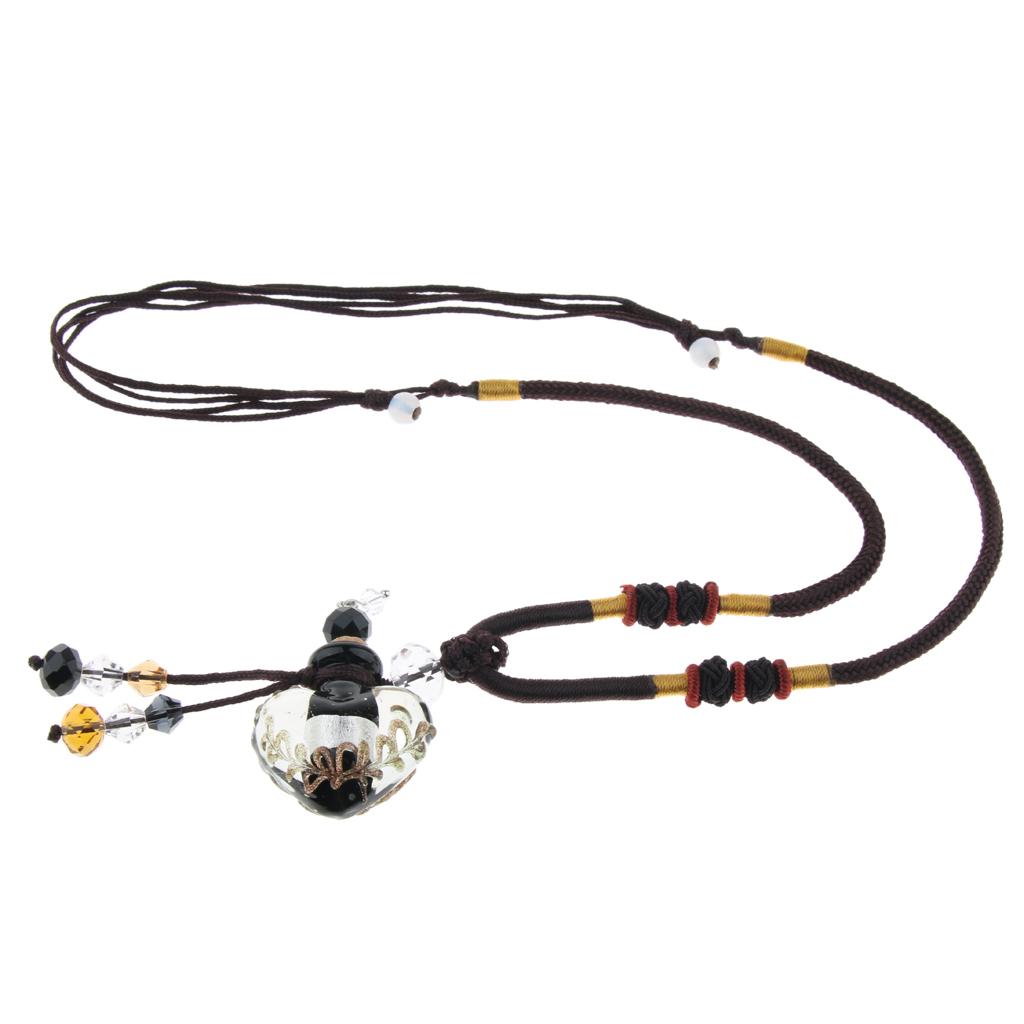 Glass Locket Necklace Perfume Fragrance Essential Oil Diffuser Black