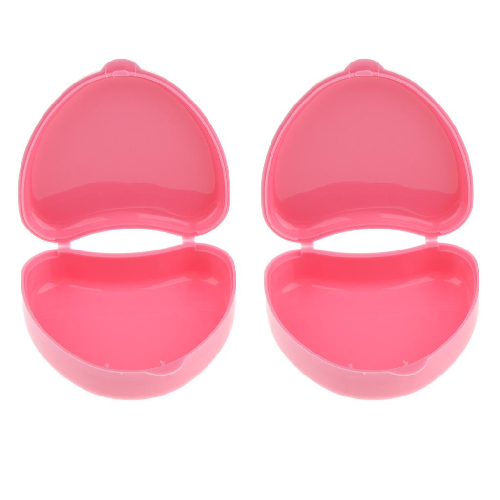 2x Mouth Guard Case Orthodontic Retainer Box Denture Storage Container Pink