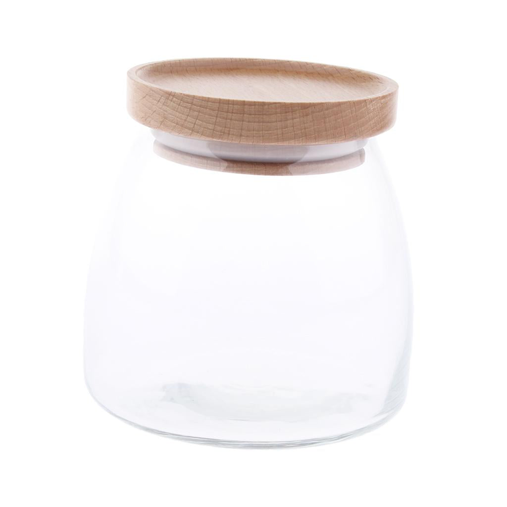 Food Storage Jar Canister with Beech Wooden Lid for Tea Coffee Spice 750ML