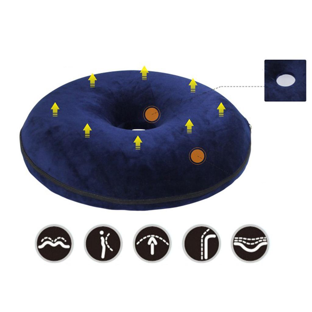 Donut Seat Cushion Hemorrhoid Coccyx Tailbone Support Pillow Pad Dark Blue