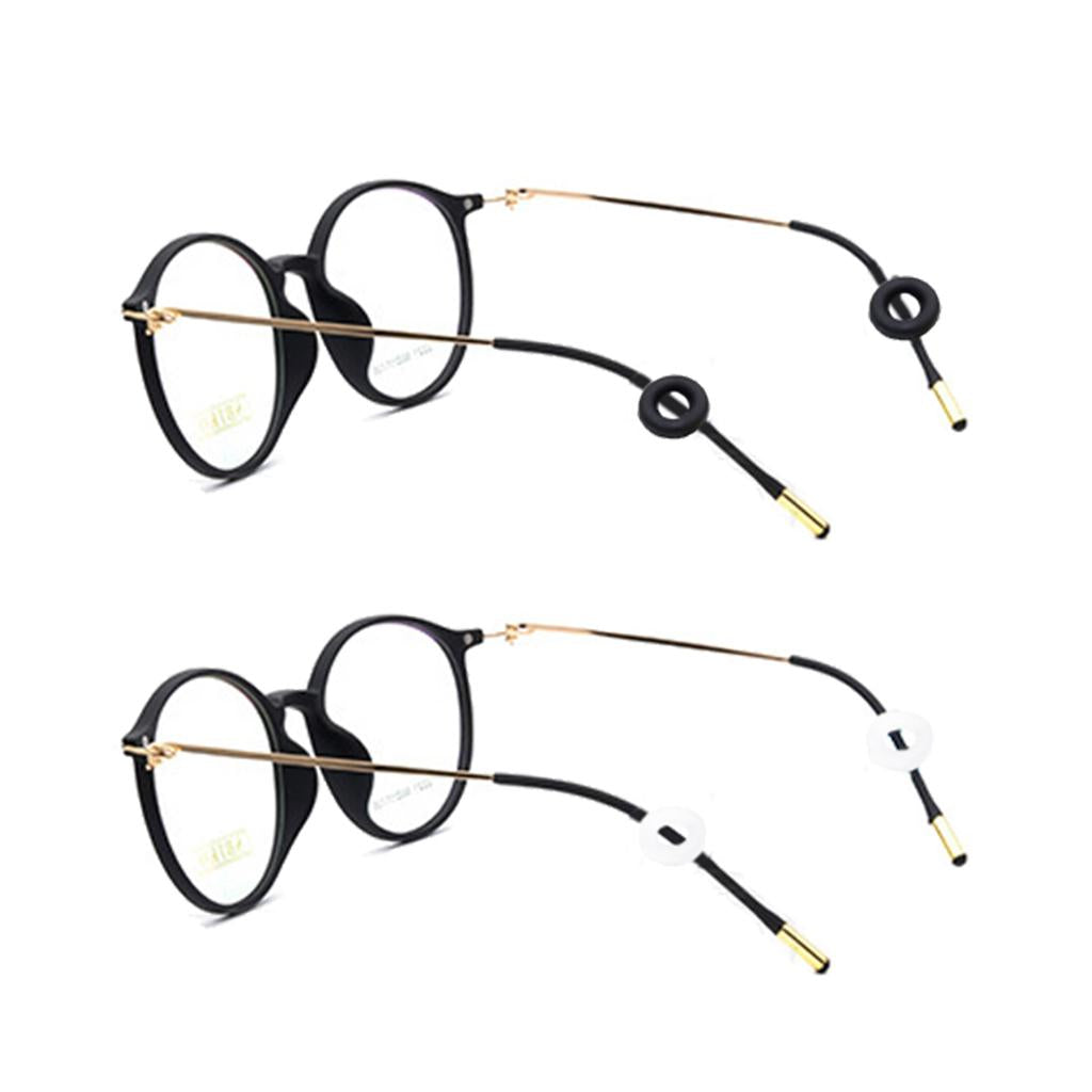 2 Pairs Anti Slip Silicone Ear Hooks Holder for Glasses Black White