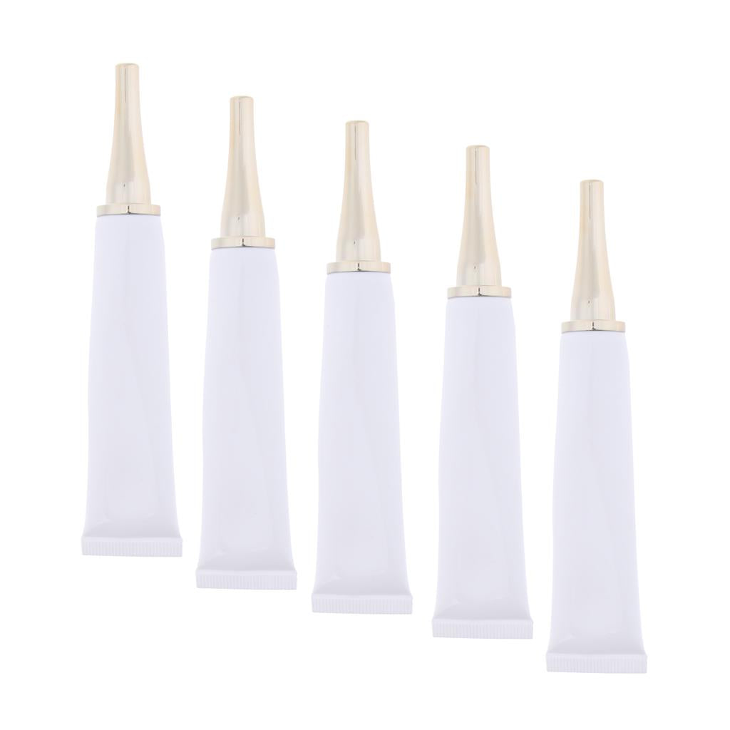5X Empty Tubes Bottle Makeup Sample Packing Jar for Eye Cream White+Silver