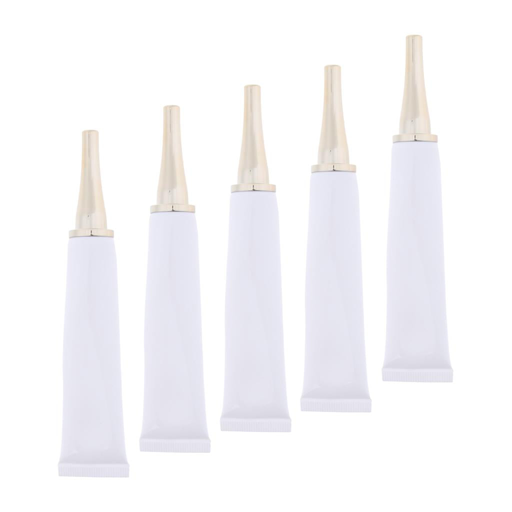 5X Empty Tubes Bottle Makeup Sample Packing Jar for Eye Cream White+Silver
