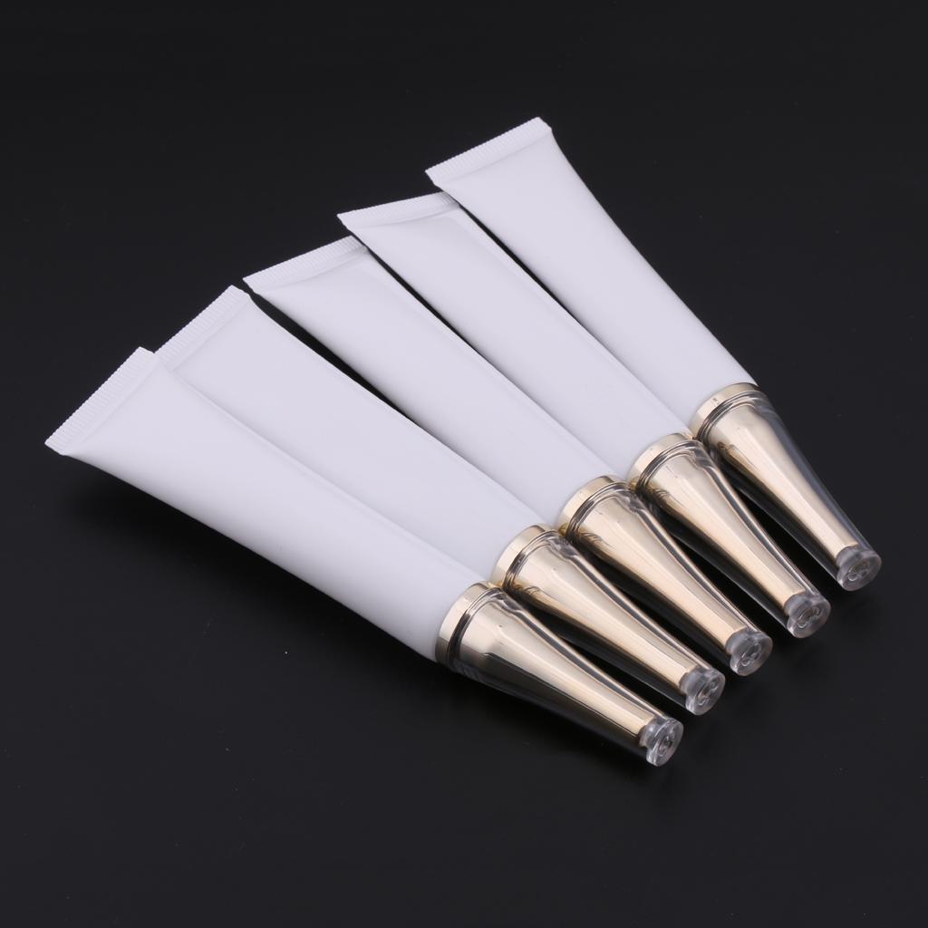 5X Empty Tubes Bottle Makeup Sample Packing Jar for Eye Cream White+Silver
