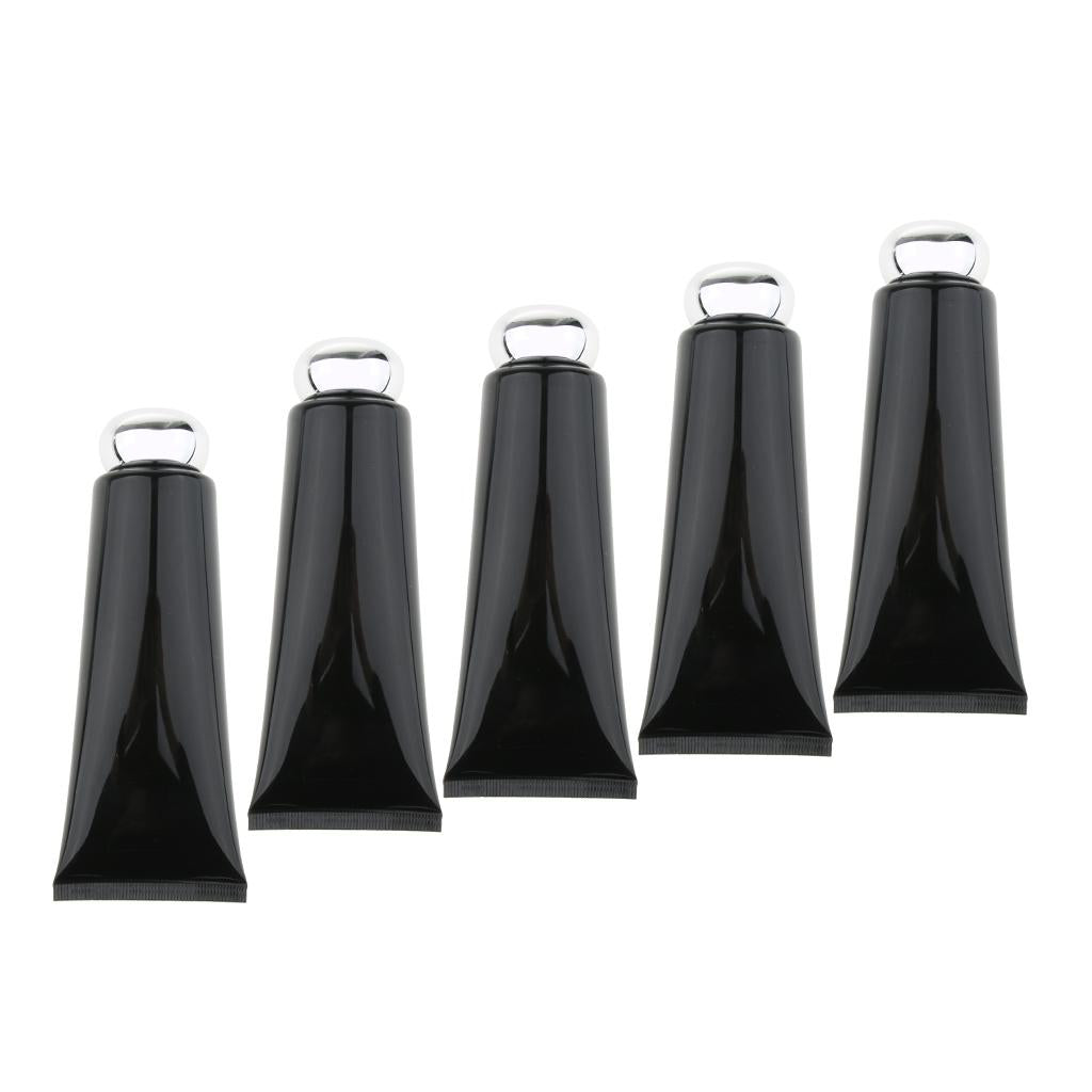 5pcs Refillable Empty Tube Cream Lotion Facial Cleanser Bottles Black Silver