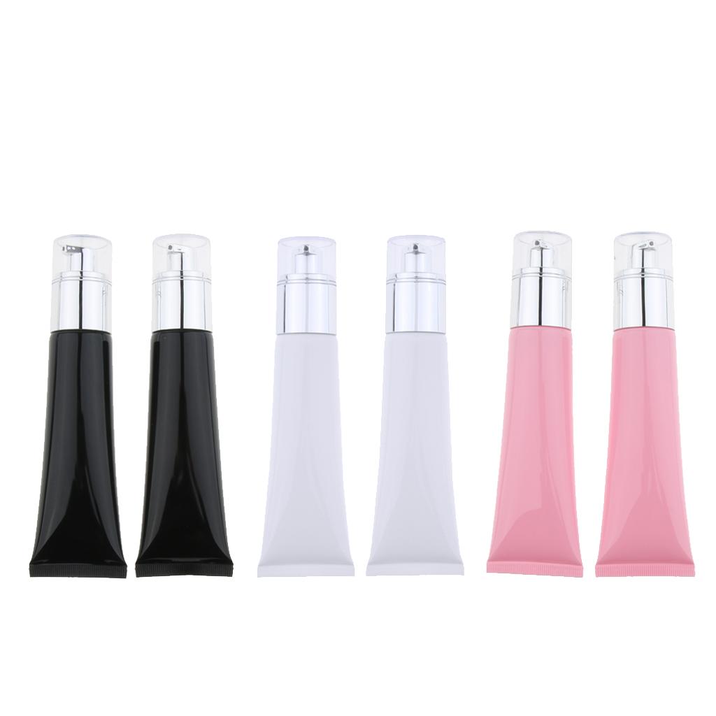 2 Pieces Refillable Empty Pump Bottle Makeup Cream Foundation Tube Black