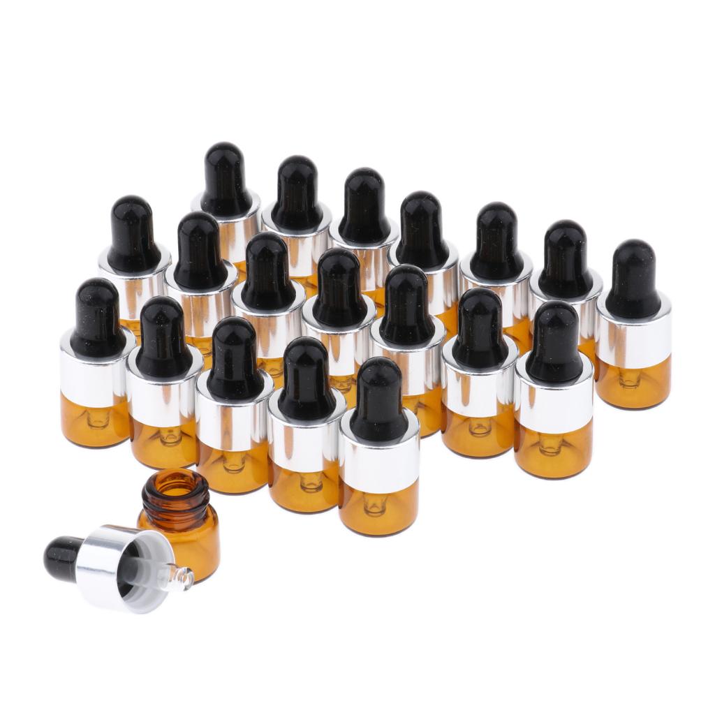 20pcs Mini Refillable Glass Plastic Dropper Bottle for Essential Oils 1ML