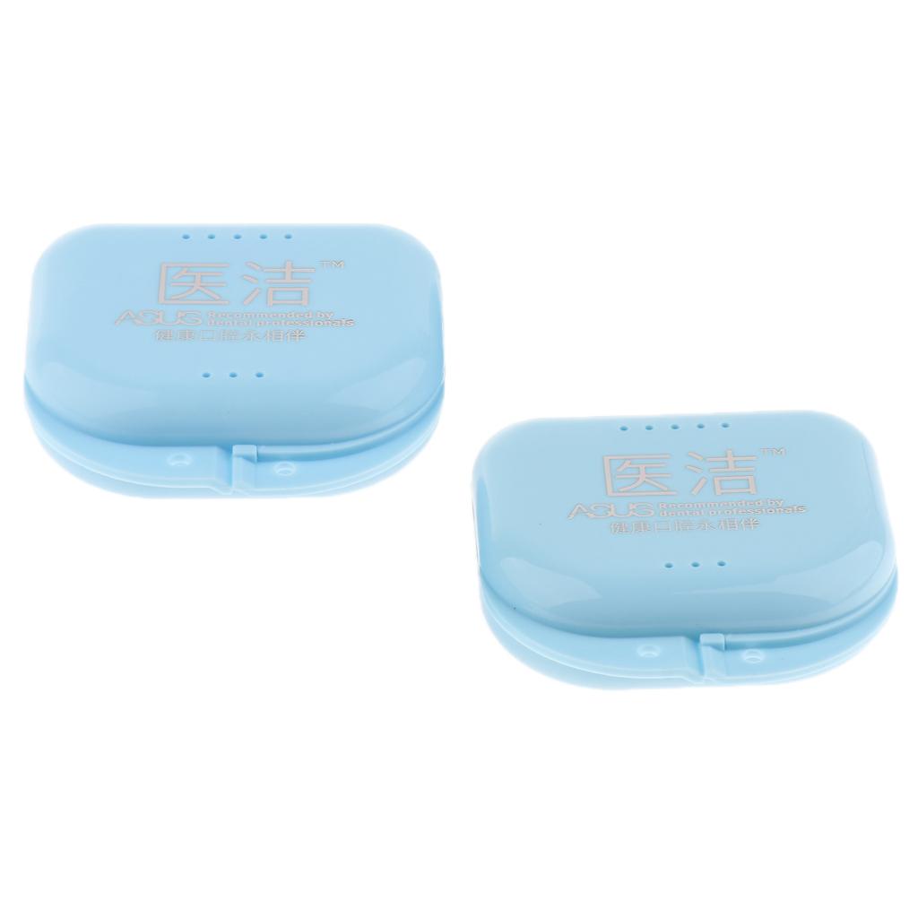 2 Denture Storage Container Mouth Guard Case Orthodontic Retainer Box Blue