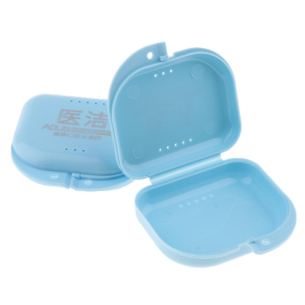 2 Denture Storage Container Mouth Guard Case Orthodontic Retainer Box Blue
