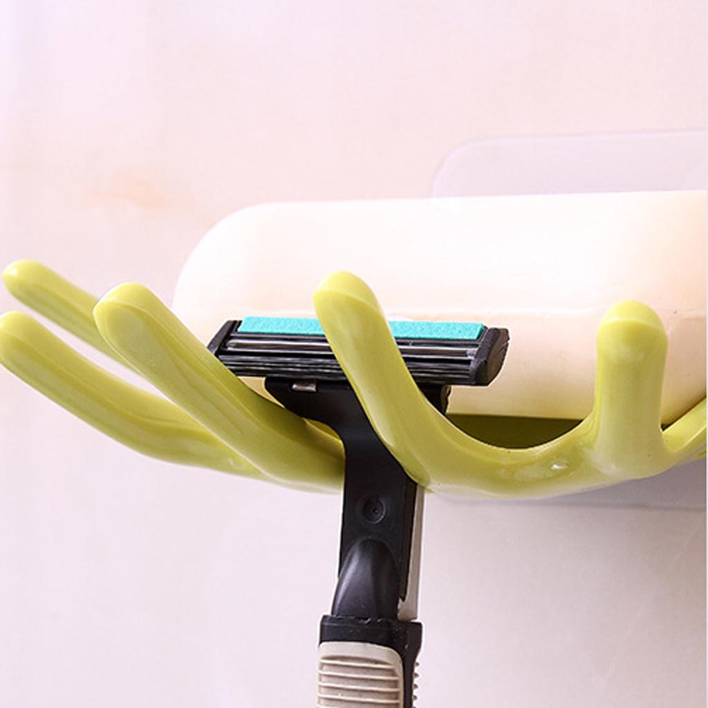 Hand-Shape Soap Dish Bathroom Wall Sticking Bar Holder for Home Green