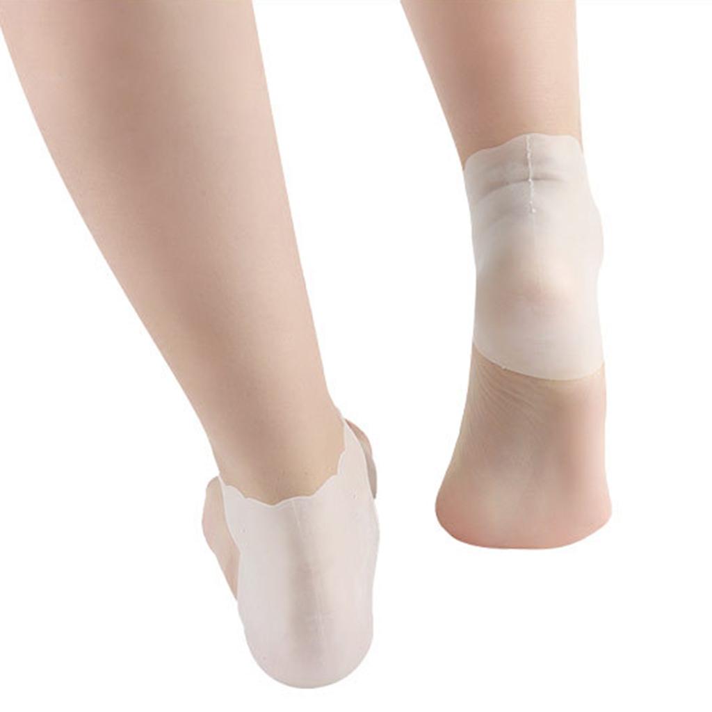 2Pairs Elastic Heel Pain Relief Protectors for Bruised Cracked Heel Clear