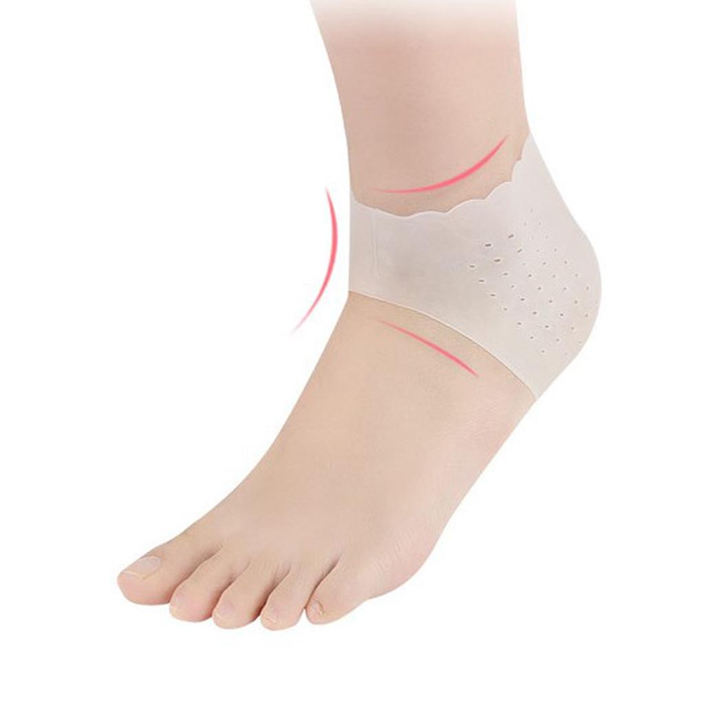 2Pairs Elastic Heel Pain Relief Protectors for Bruised Cracked Heel Clear