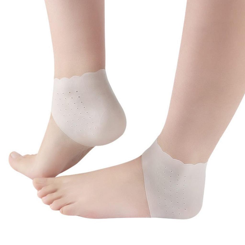 2Pairs Elastic Heel Pain Relief Protectors for Bruised Cracked Heel Clear