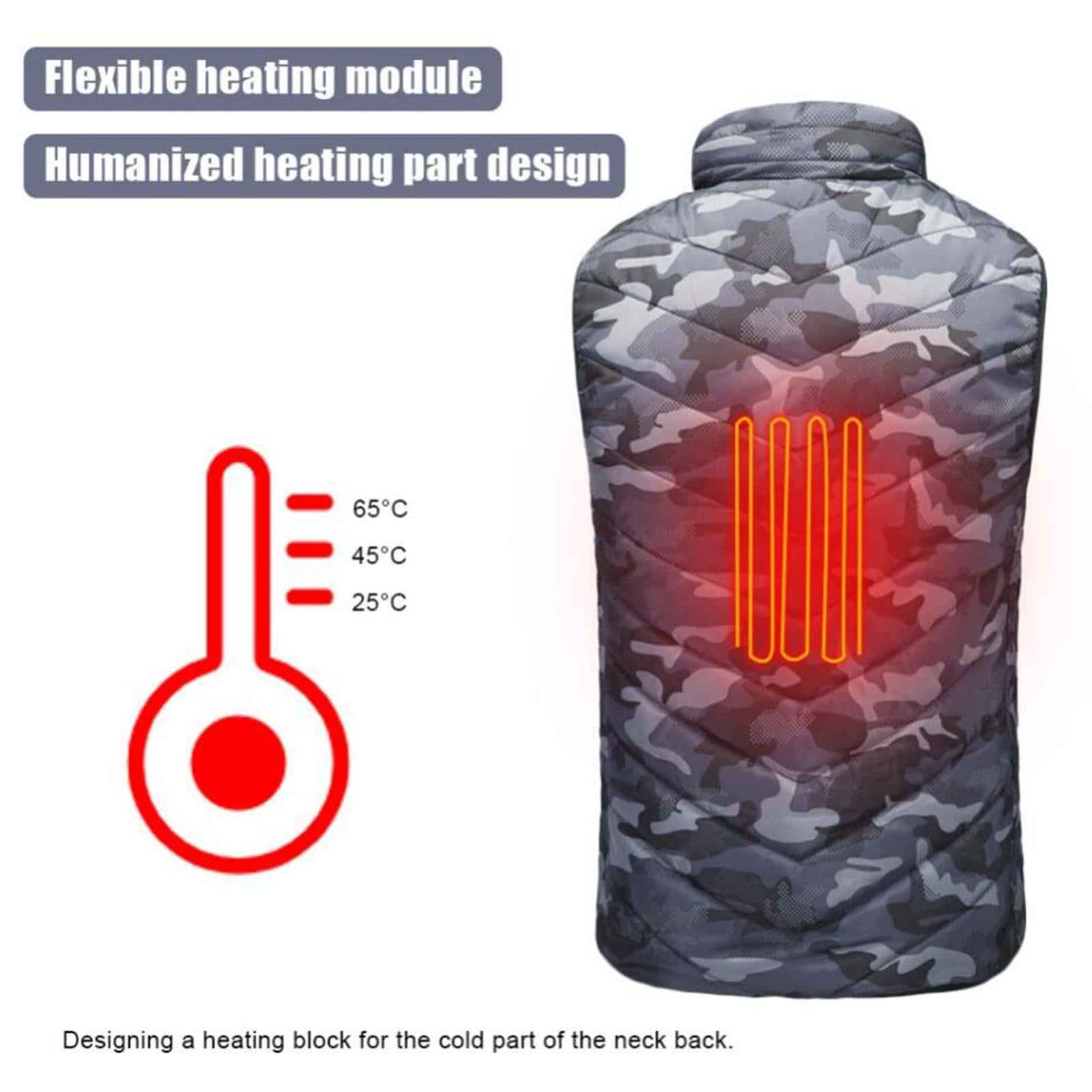 Smart Heated Vest for Winter running Mountain Camping L Camouflage