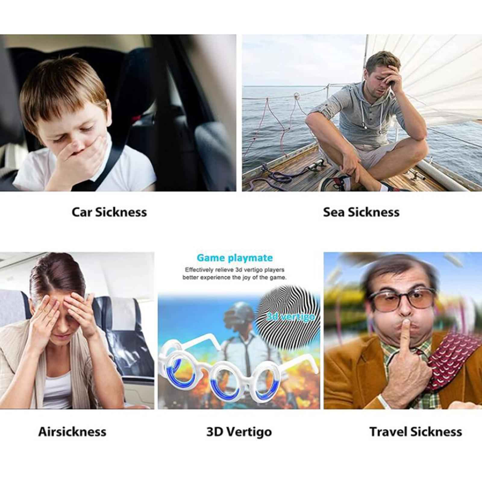 Anti- Motion Sickness Glasses Airsick Sickness Nausea Relief Lensless Glass