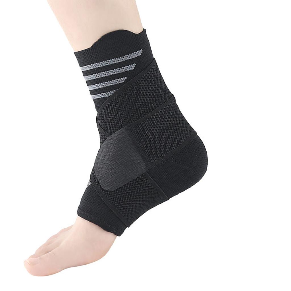 Ankle Support Brace Elastic Adjustable Strap for Riding Gym Gray Stripe L