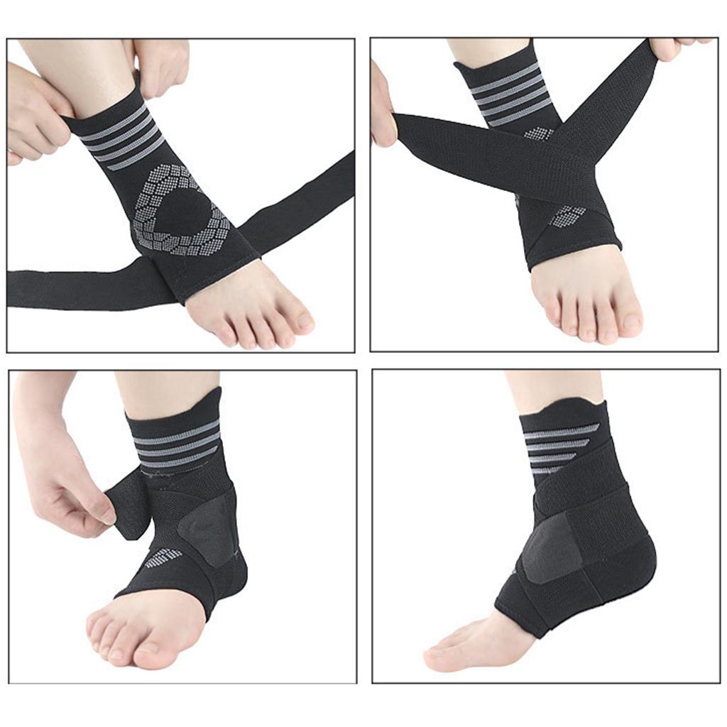 Ankle Support Brace Elastic Adjustable Strap for Riding Gym Gray Stripe L