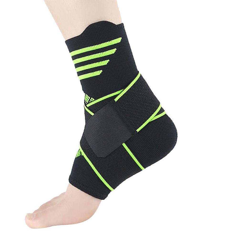 Ankle Support Brace Elastic Adjustable Strap for Riding Gym Green Stripe M