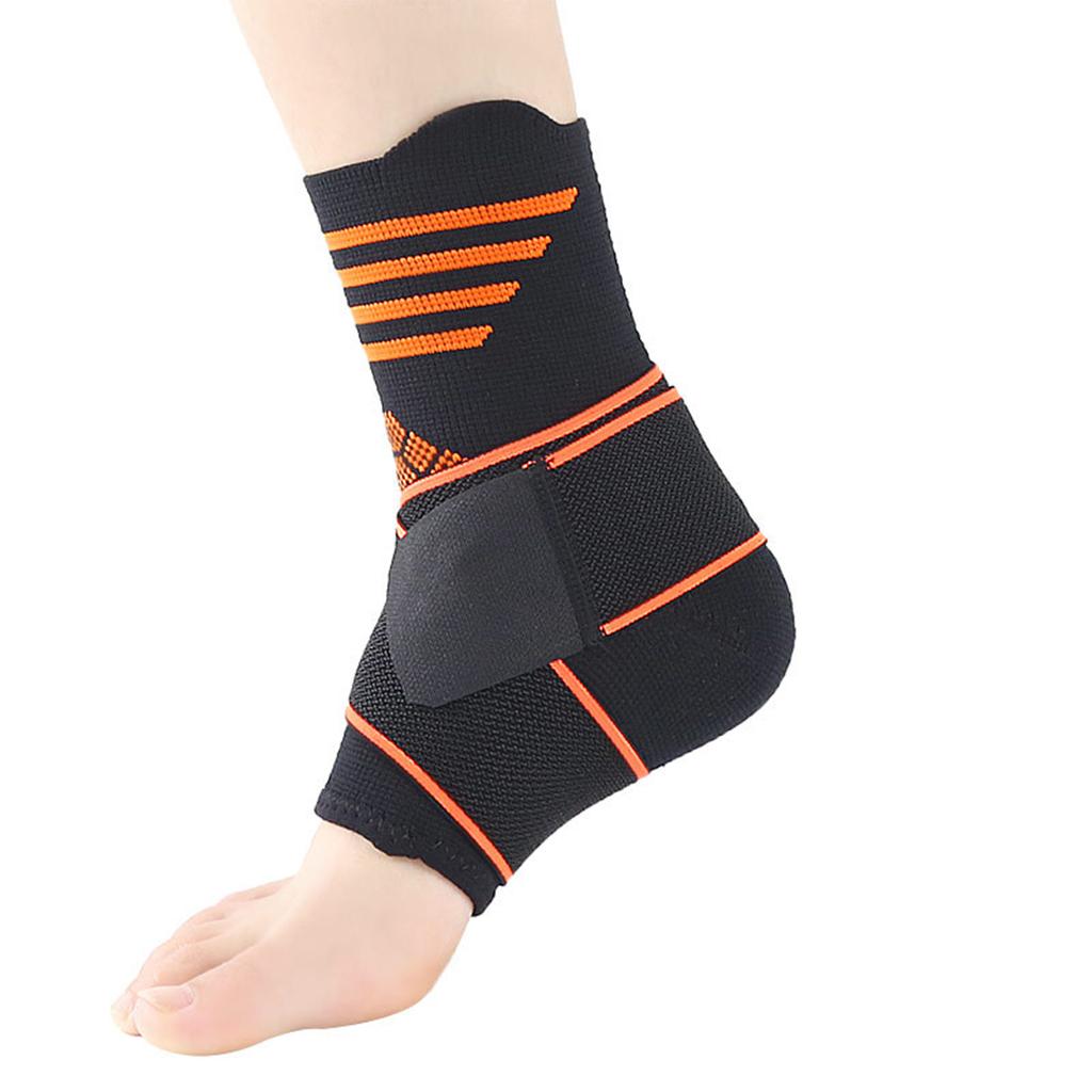 Ankle Support Brace Elastic Adjustable Strap for Riding Gym Orange Stripe S