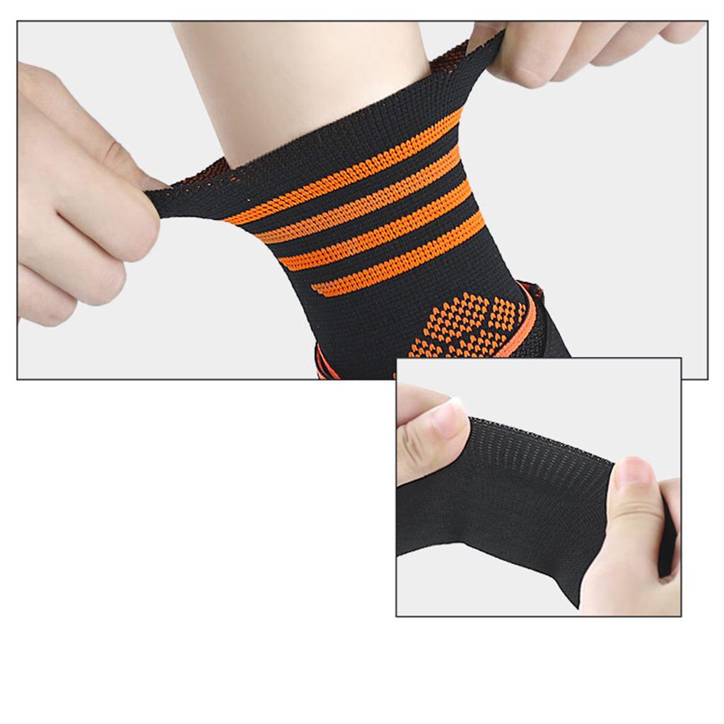 Ankle Support Brace Elastic Adjustable Strap for Riding Gym Orange Stripe S