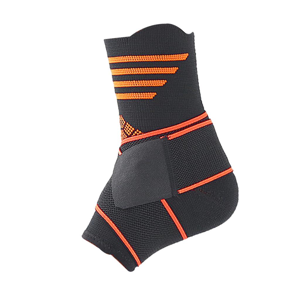Ankle Support Brace Elastic Adjustable Strap for Riding Gym Orange Stripe L