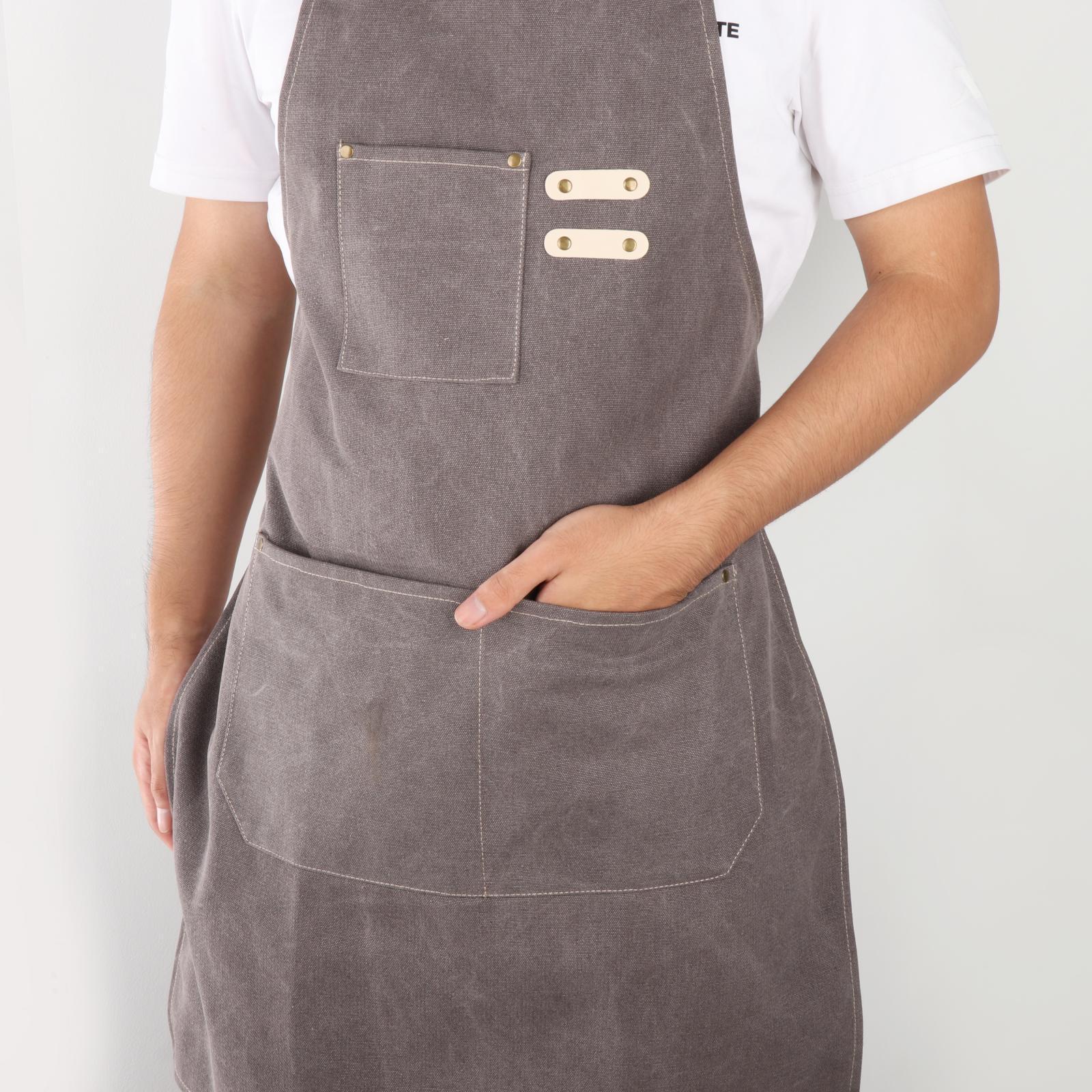 Canvas Apron Chef Apron Artist Painting Cooking Pro Chef Nail Arts Grey