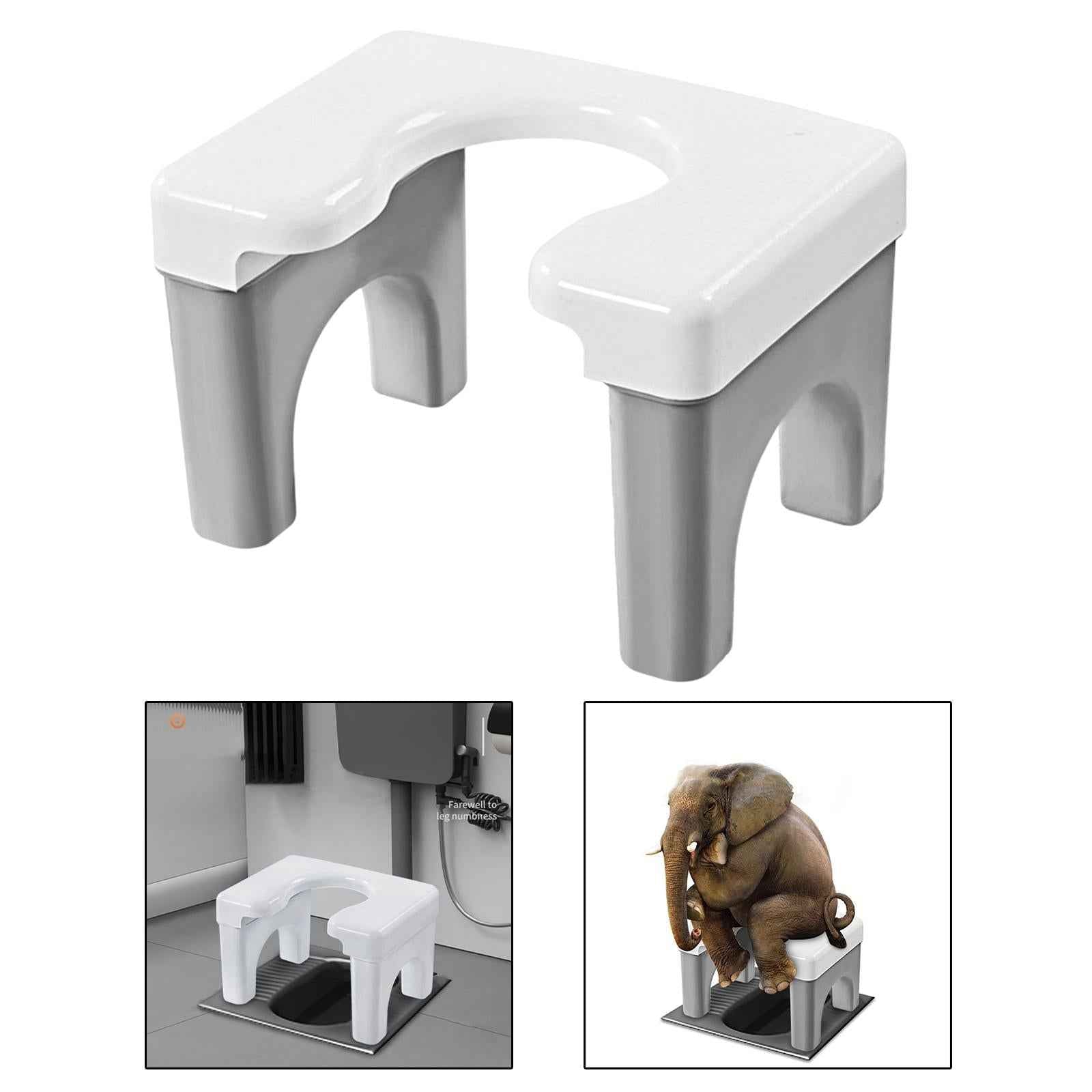 Non Slip Squatting Toilet Stool Chair Wide Panel for Bathroom Adults Gray
