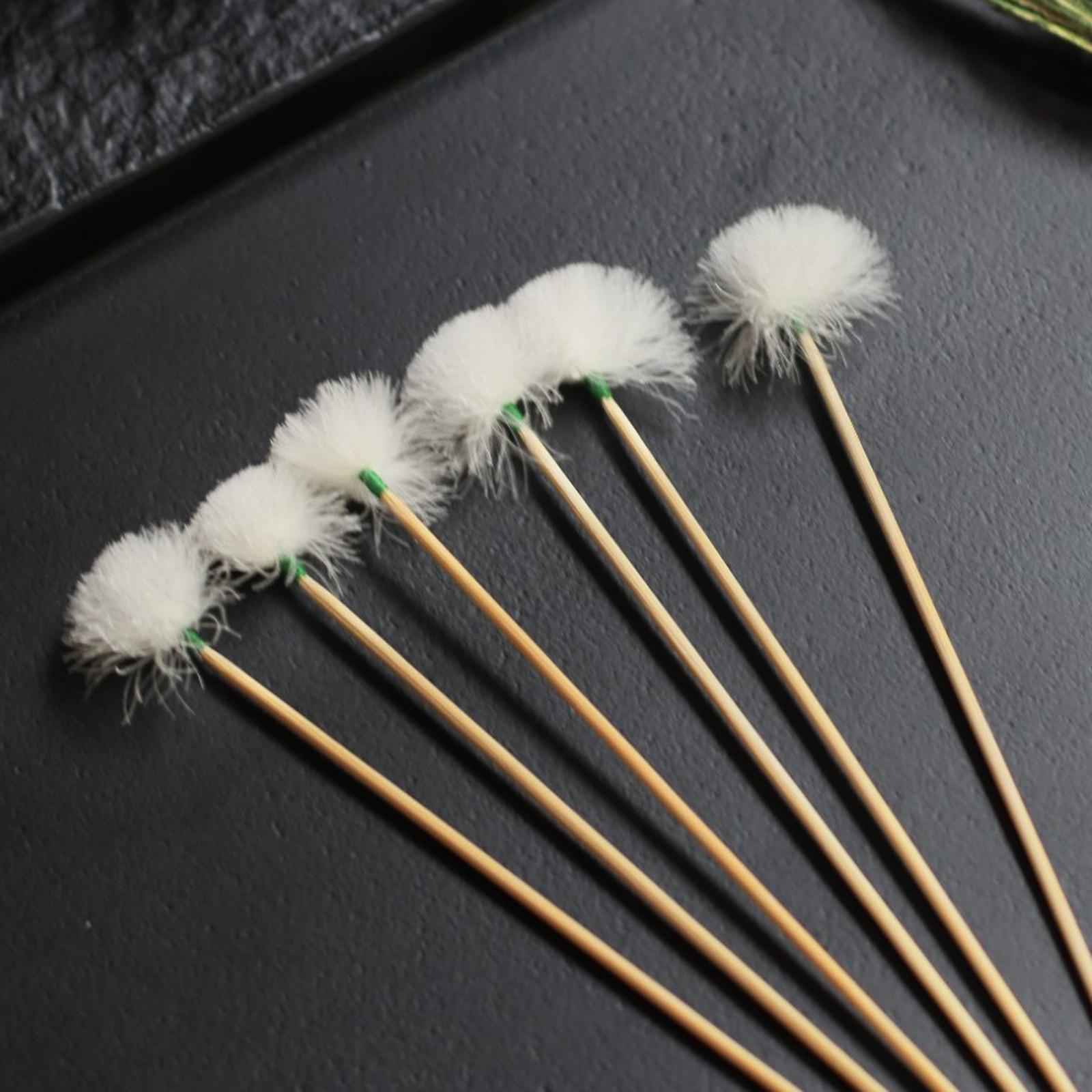 10 Pieces Goose Feather Earpicks for Adults Children Ear Pick Ear Spoon Green Thread S