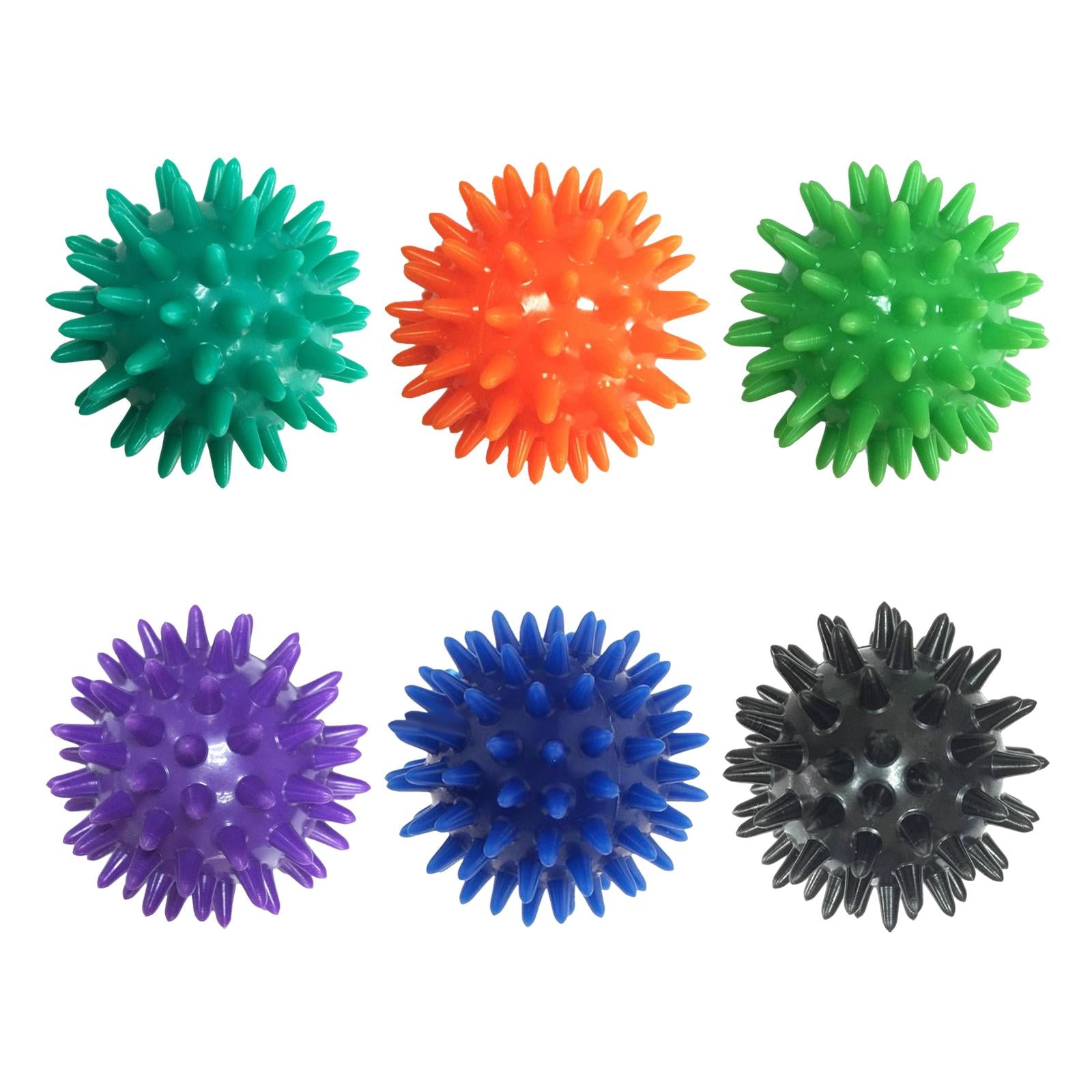 6xSpike Massage Ball Exercise Foot Massage Ball for Back Hand Palms Feet Soles Dark Green