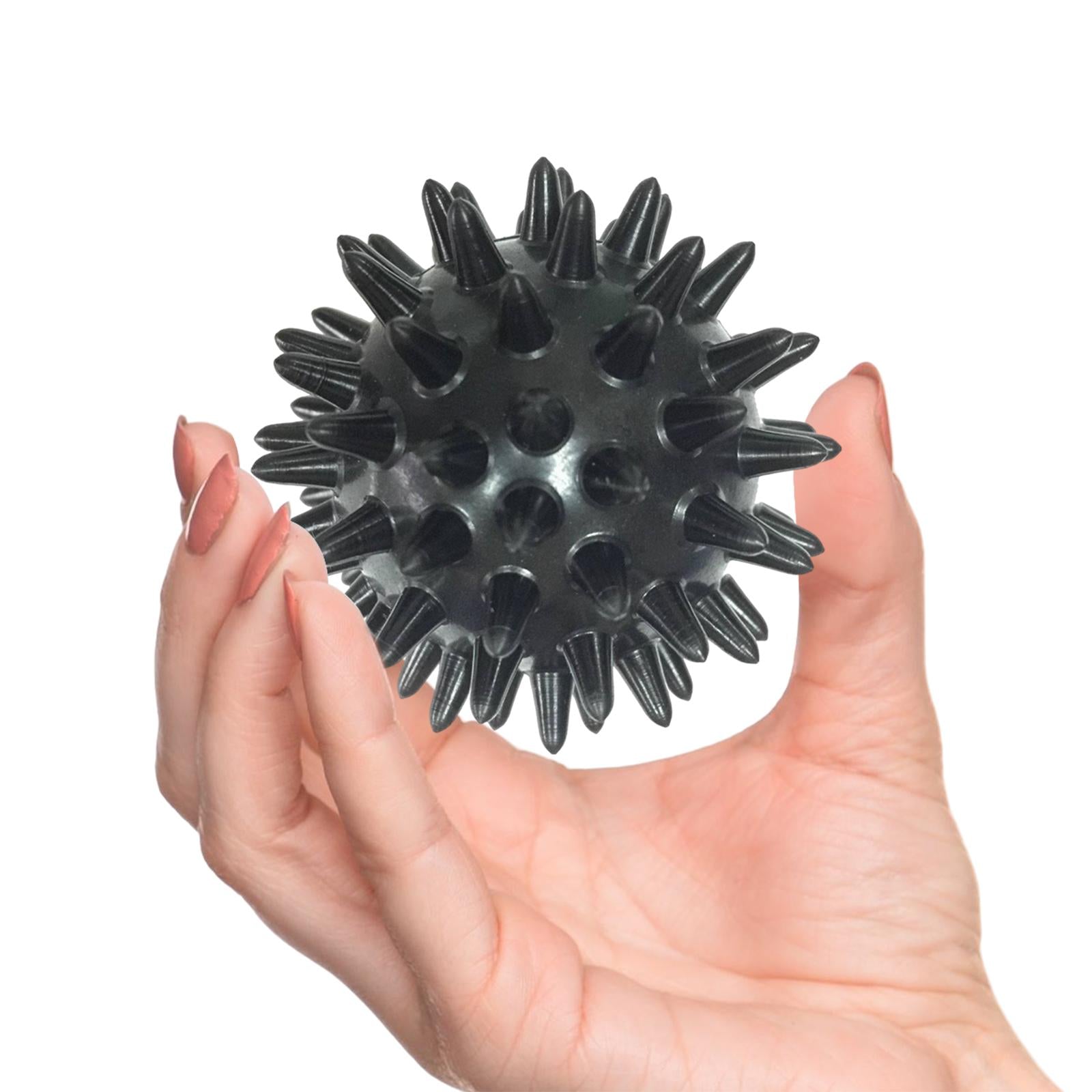 5xSpike Massage Ball Exercise Foot Massage Ball for Back Hand Palms Feet Soles Black