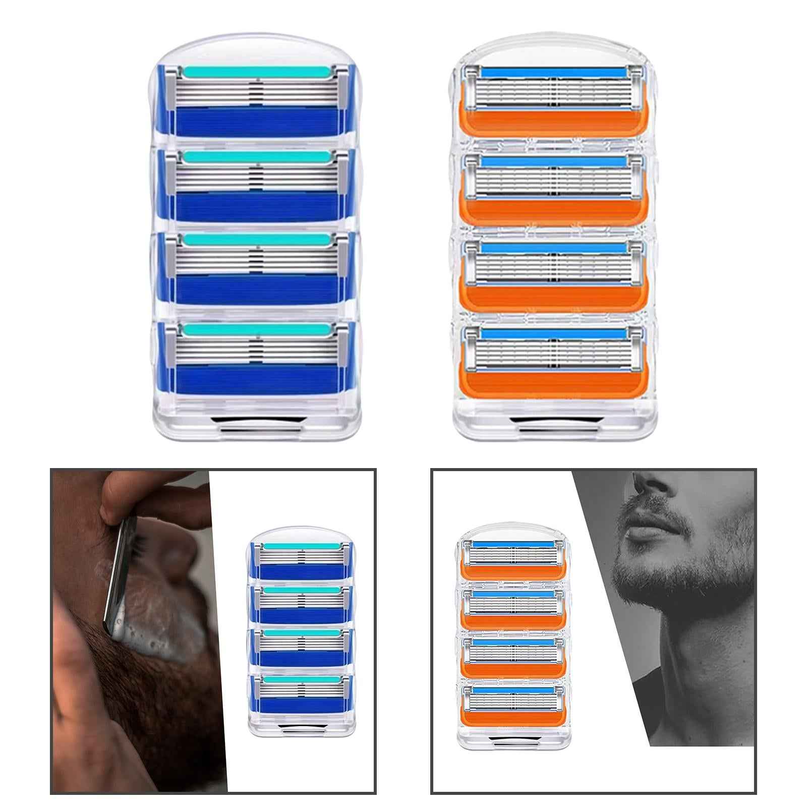 4Pcs Shaver Blades Refills Blade Replacement Cartridges for Men Leg Hand Hair Orange