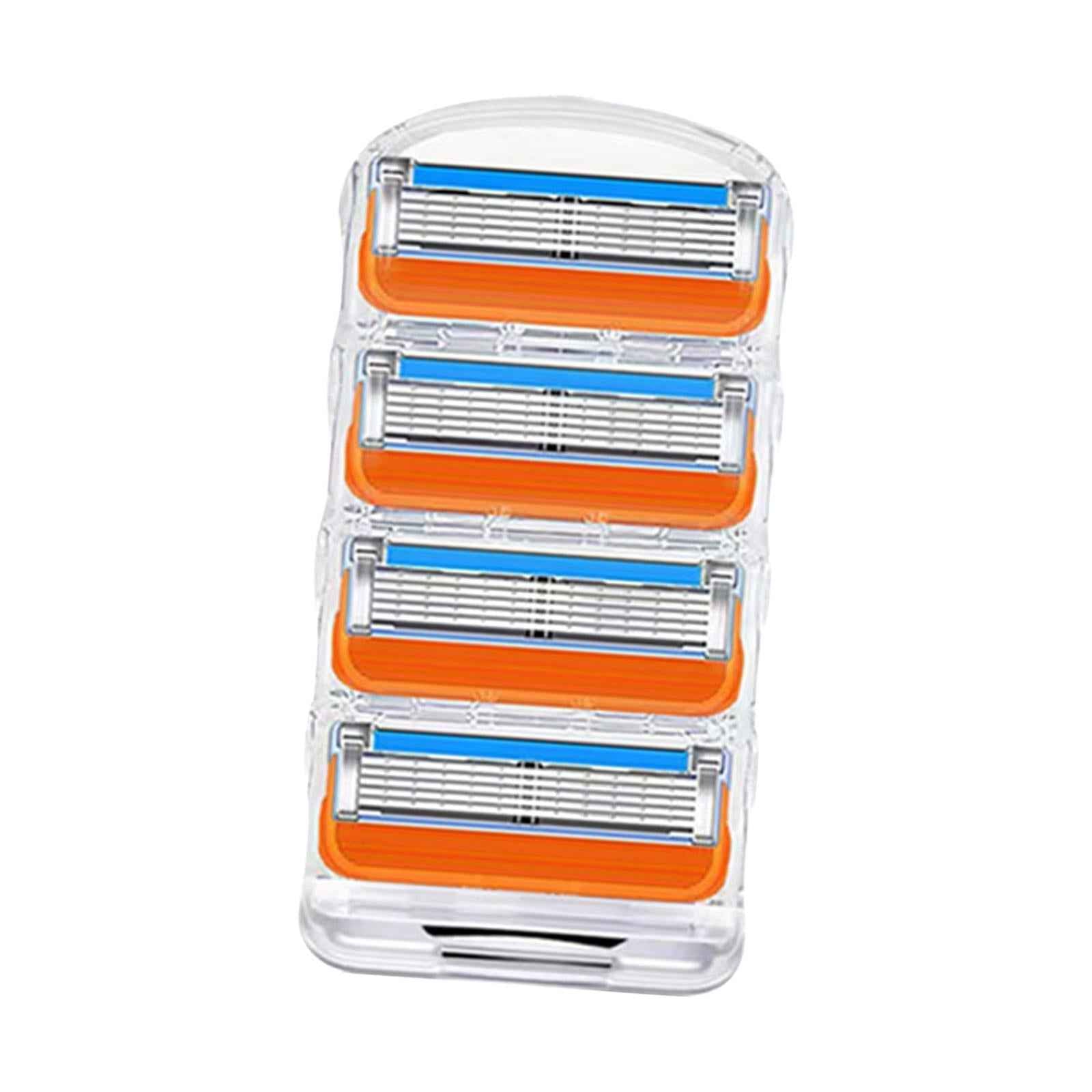 4Pcs Shaver Blades Refills Blade Replacement Cartridges for Men Leg Hand Hair Orange