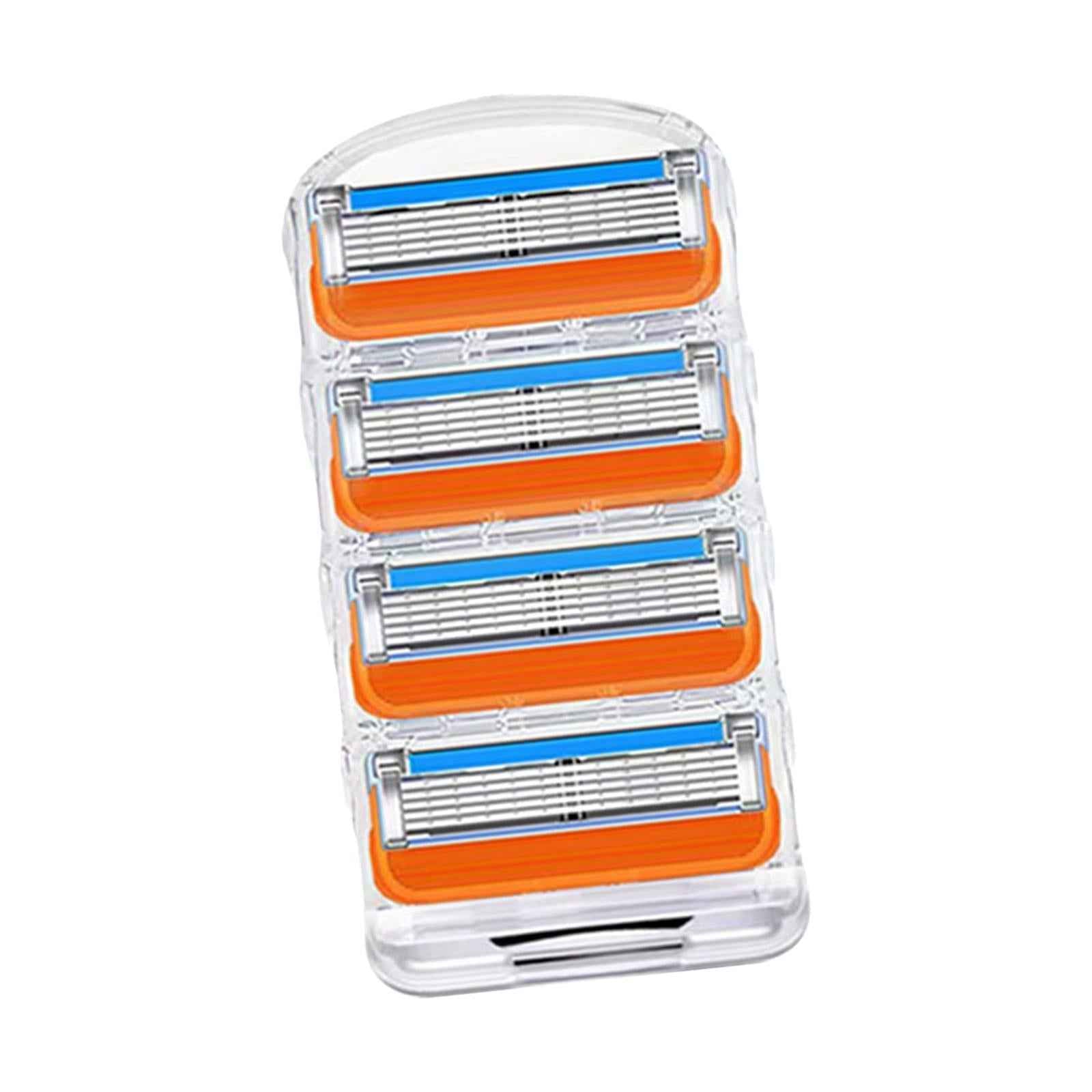 4Pcs Shaver Blades Refills Blade Replacement Cartridges for Men Leg Hand Hair Orange