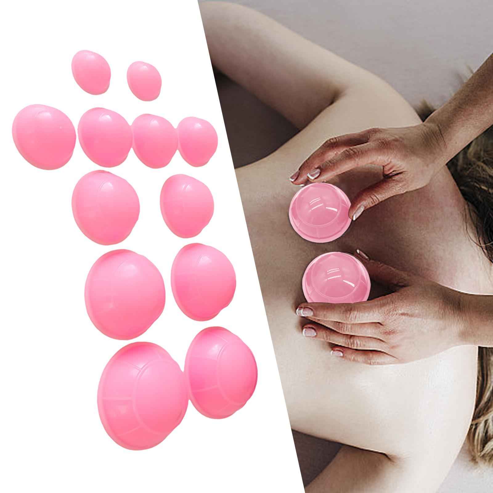 12 Pieces Silicone Vacuum Cupping Cup Flexible Accessory Silicone Can Puller pink